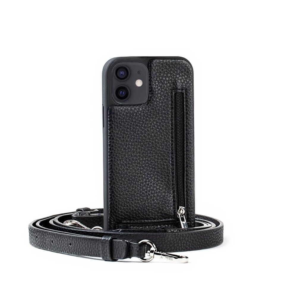 MINT Black HERA designer iPhone 12 Pro Vegan leather cross body case with strap - Picture 2 of 11